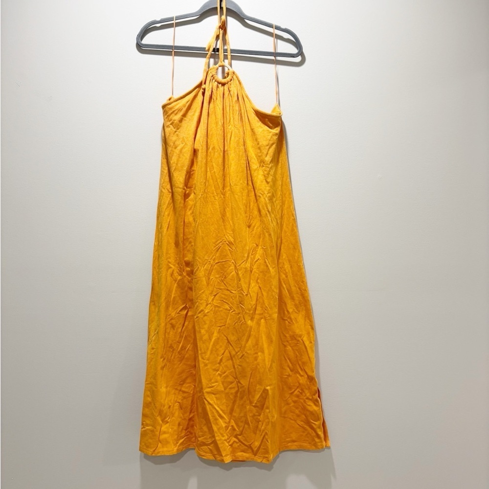Old Navy Orange Midi Dress Y2K Inspired Halter Neck Sleeveless Size XL NEW